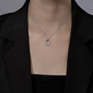 925 Sterling Silver Double Heart Necklace