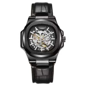 Barrel-Shaped Men’s Leather Strap Waterproof Mechanical Watch – Luxury Timepiece UAE