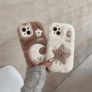 3D Furry Cartoon Phone Cases – Plush Soft Cover with Cute Embroidery UAE